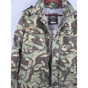Superdry Rookie Edition Military Jacket Mens L Green Camo Utility Grunge Logo